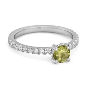 0.10 Ct Peridot 925 Sterling Silver Bridal Ring Engagement Ring