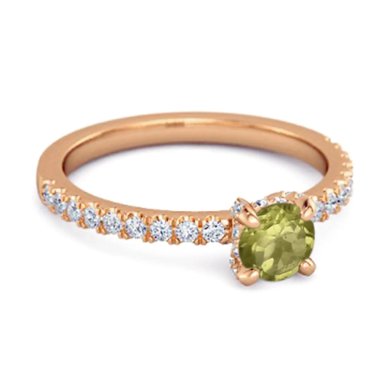 0.10 Ct Peridot 925 Sterling Silver Bridal Ring Engagement Ring