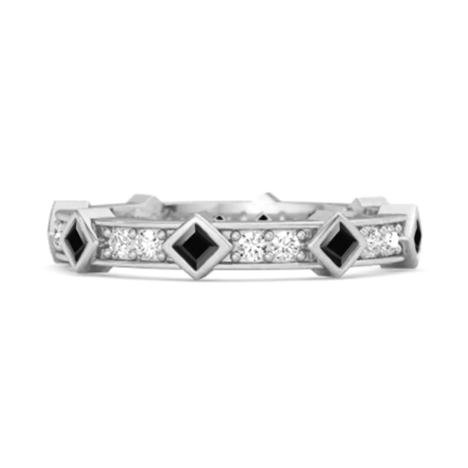 0.80 Ct Black Spinel Princess Round 925 Sterling Silver Art Deo Ring