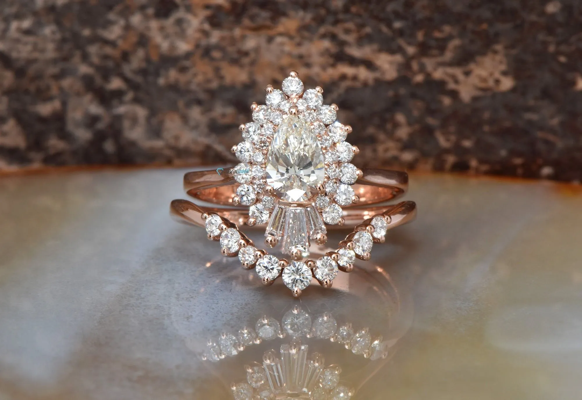 1 carat Gatsby diamond ring- sunburst diamond ring- 14k 18k rose gold