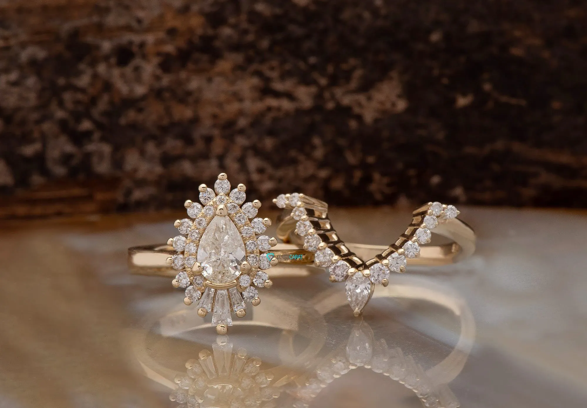 1 carat Gatsby diamond ring- sunburst diamond ring- 14k 18k rose gold