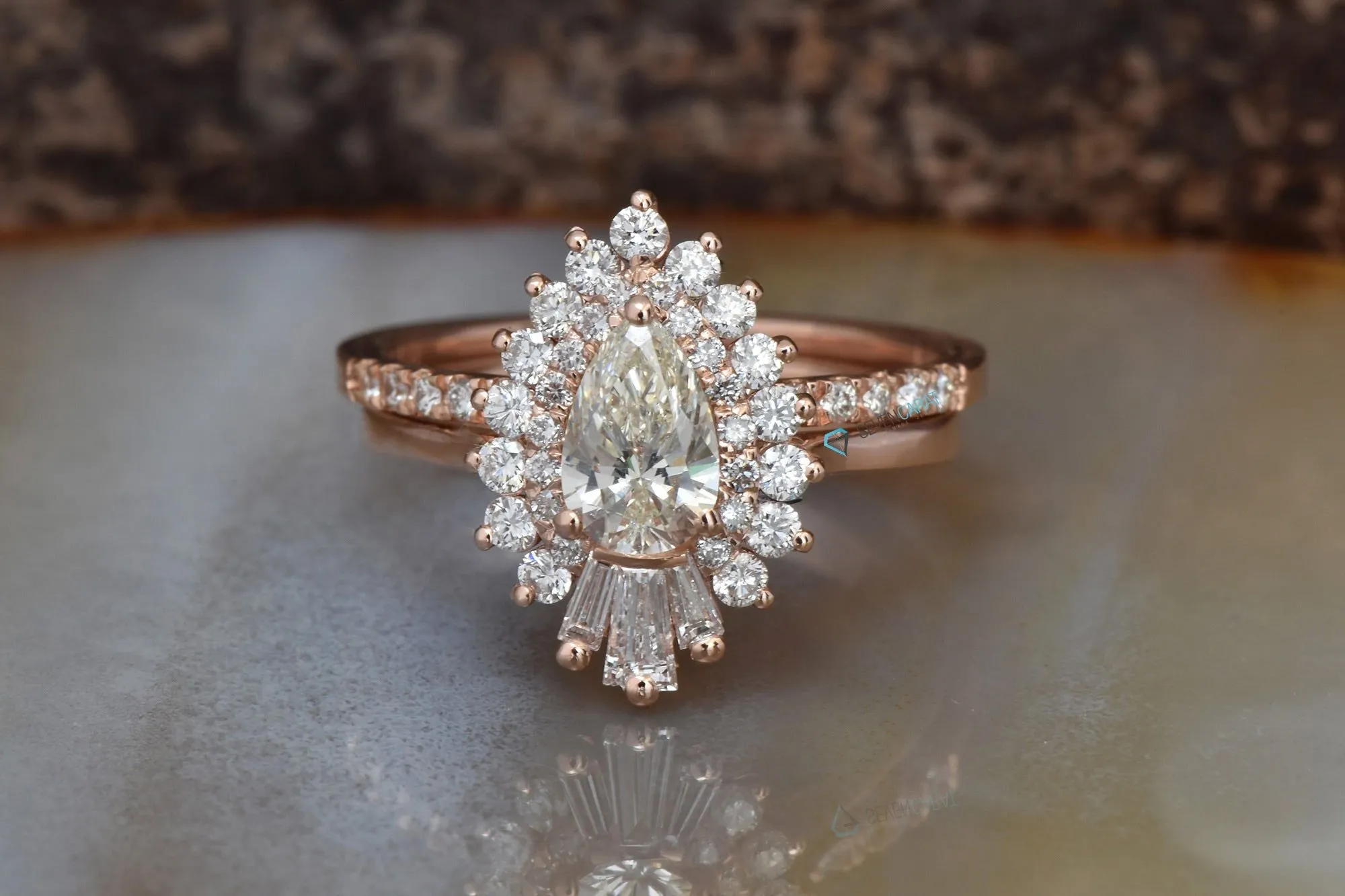 1 carat Gatsby diamond ring- sunburst diamond ring- 14k 18k rose gold