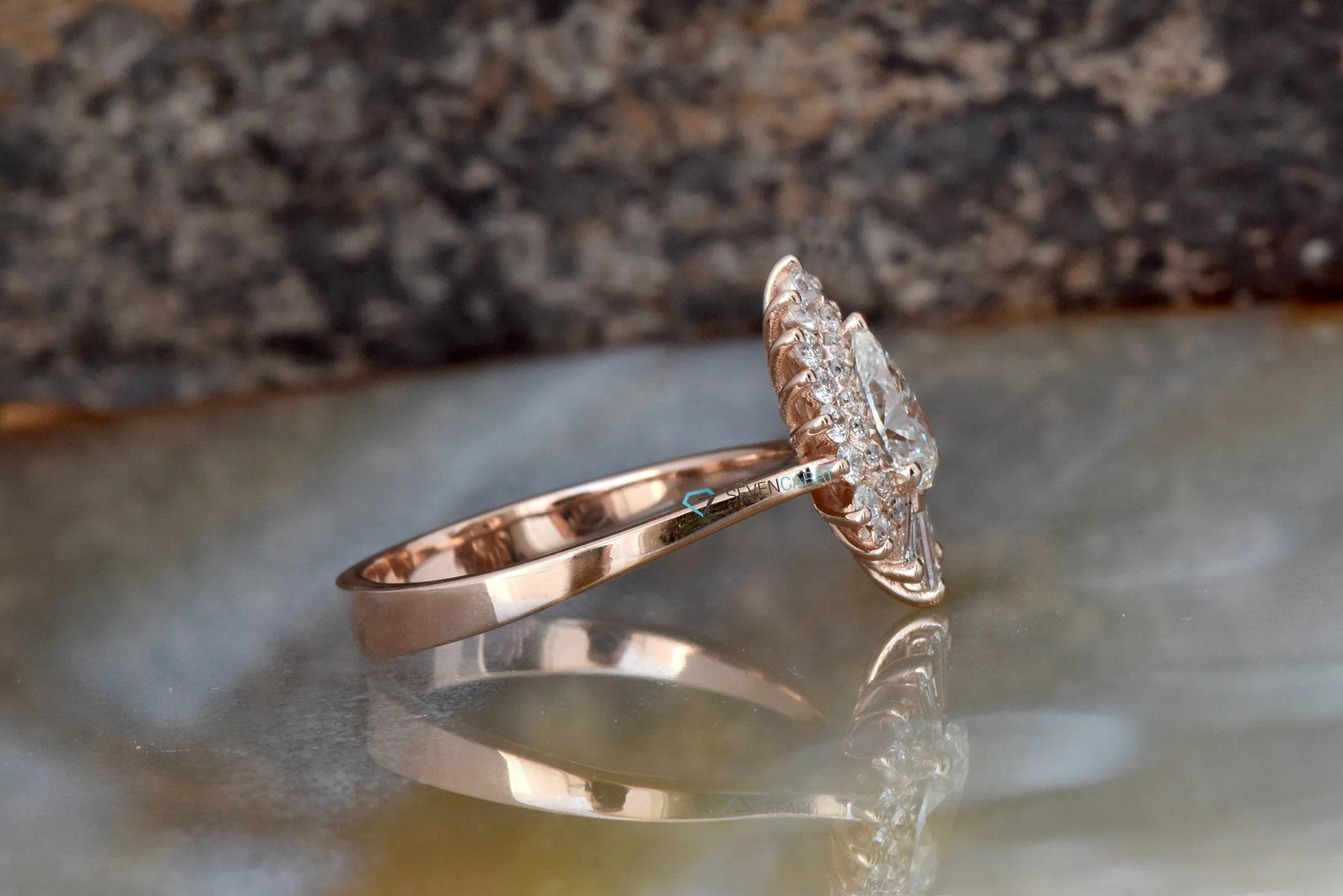 1 carat Gatsby diamond ring- sunburst diamond ring- 14k 18k rose gold