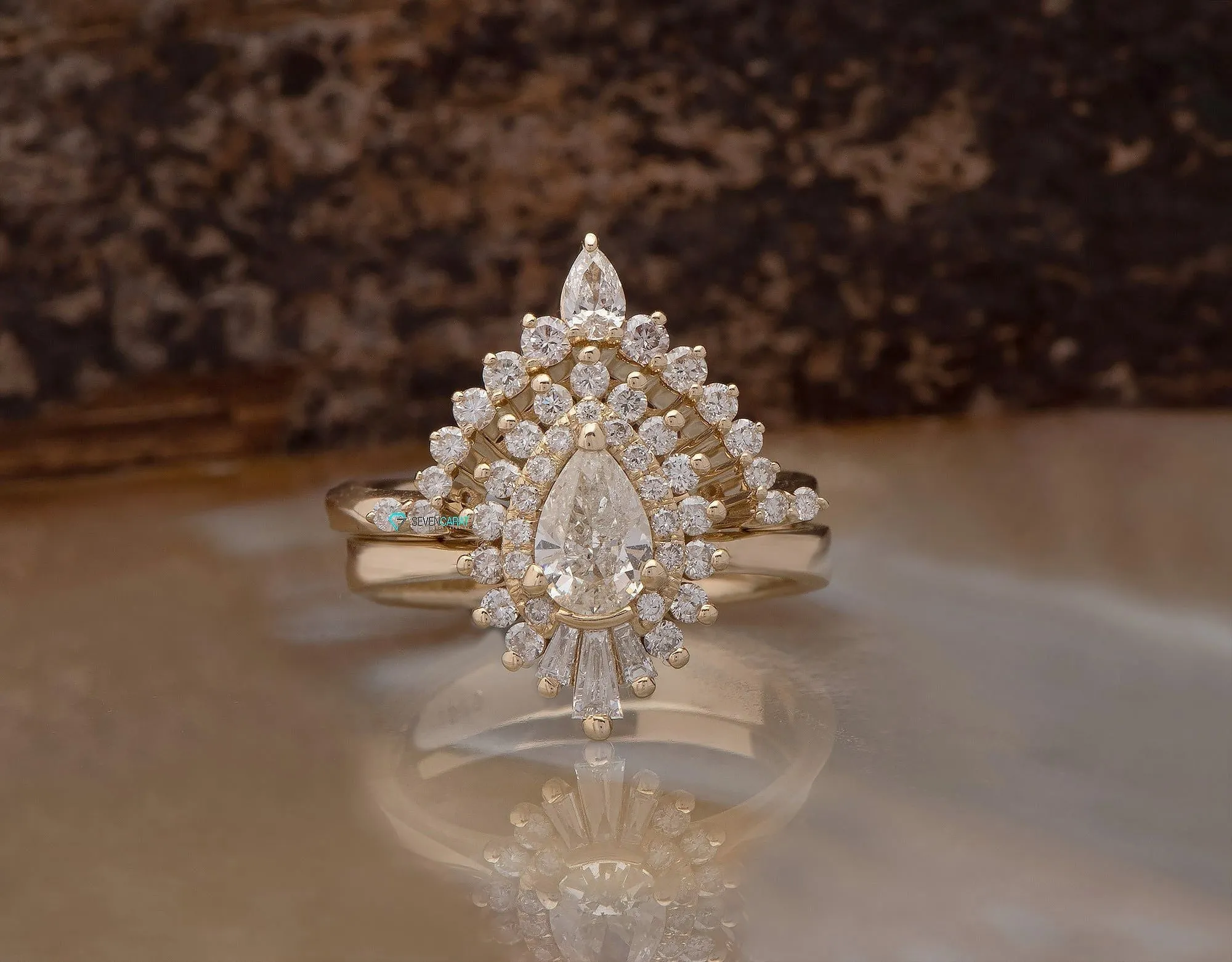 1 carat Gatsby diamond ring- sunburst diamond ring- 14k 18k rose gold