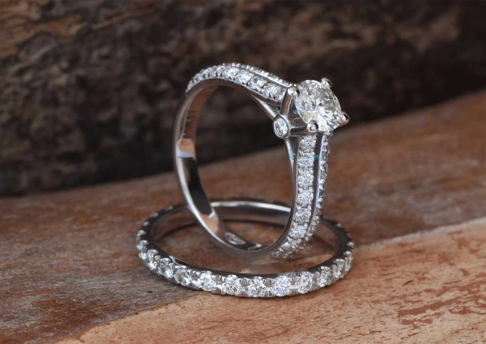 1 ct diamond ring-Art deco wedding set-halo engagement ring set -Cluster engagement ring-halo ring set-4 prong engagement-Wedding sets rings