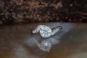 1 ct Engagement Ring-Art deco diamond ring-Knot Engagement Ring