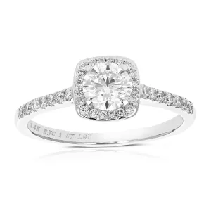 1 cttw Wedding Engagement Ring for Women, Round Lab Grown Diamond Ring in 14K White Gold, Prong Setting