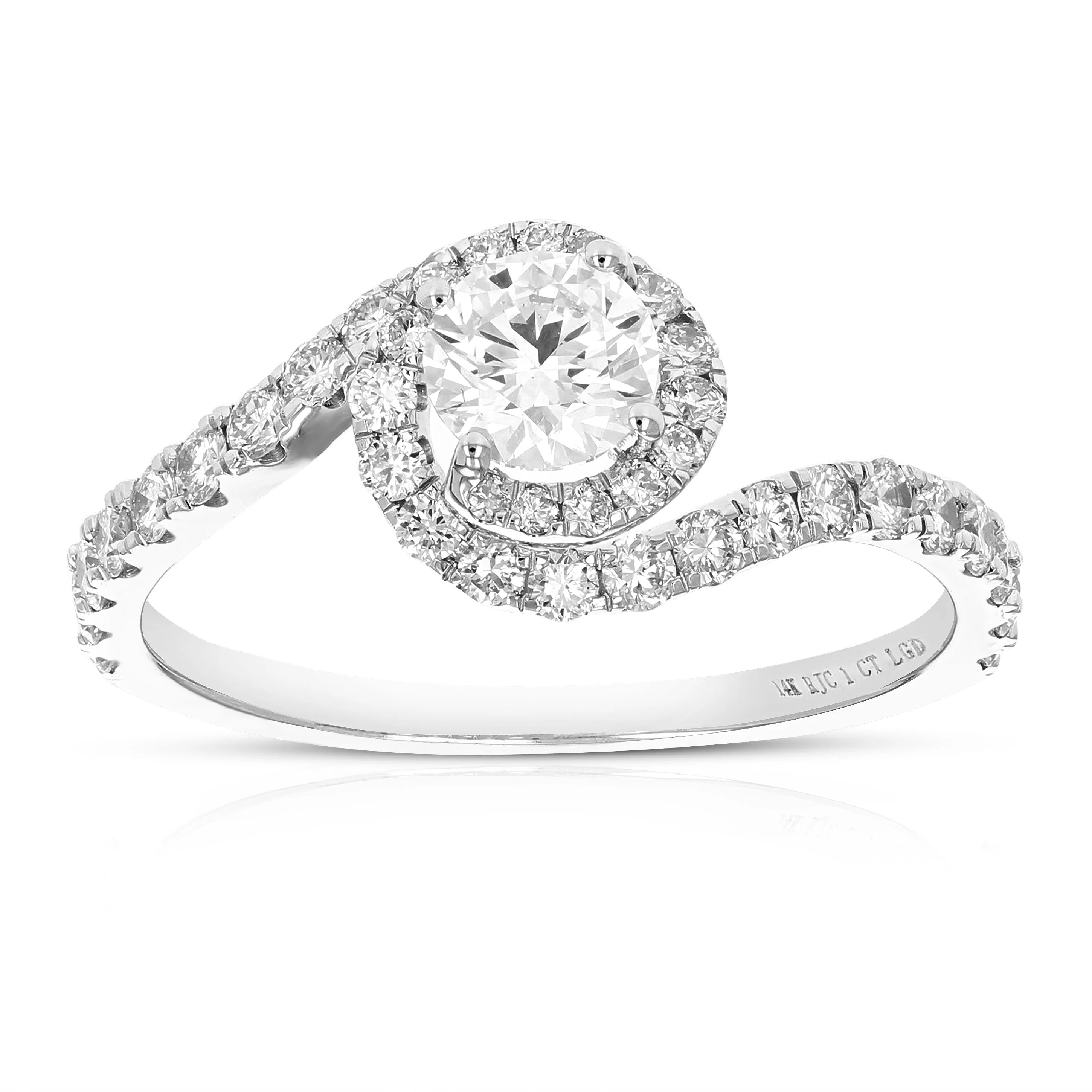 1 cttw Wedding Engagement Ring for Women, Round Lab Grown Diamond Ring in 14K White Gold, Prong Setting
