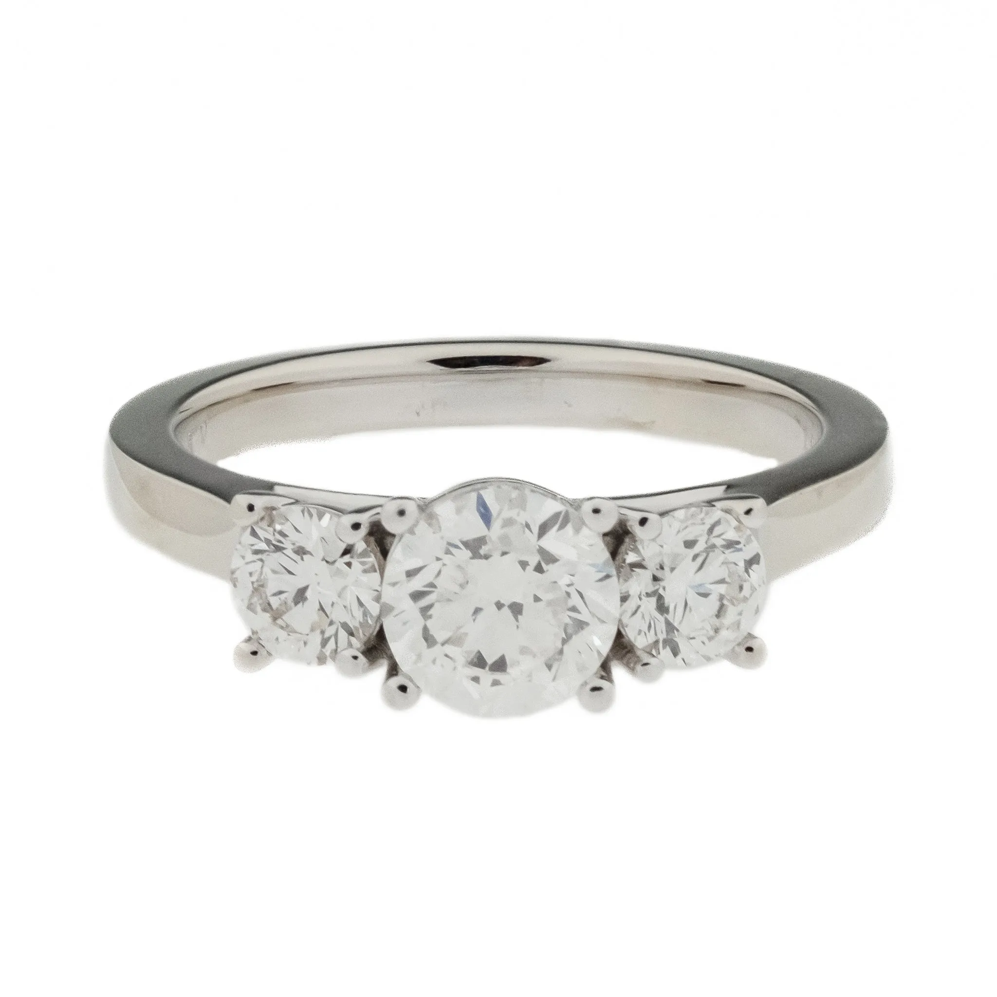 1.00ctw Diamond Three Stone Engagement Ring in 14K White Gold - Size 3.75