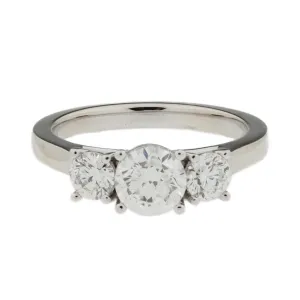 1.00ctw Diamond Three Stone Engagement Ring in 14K White Gold - Size 3.75