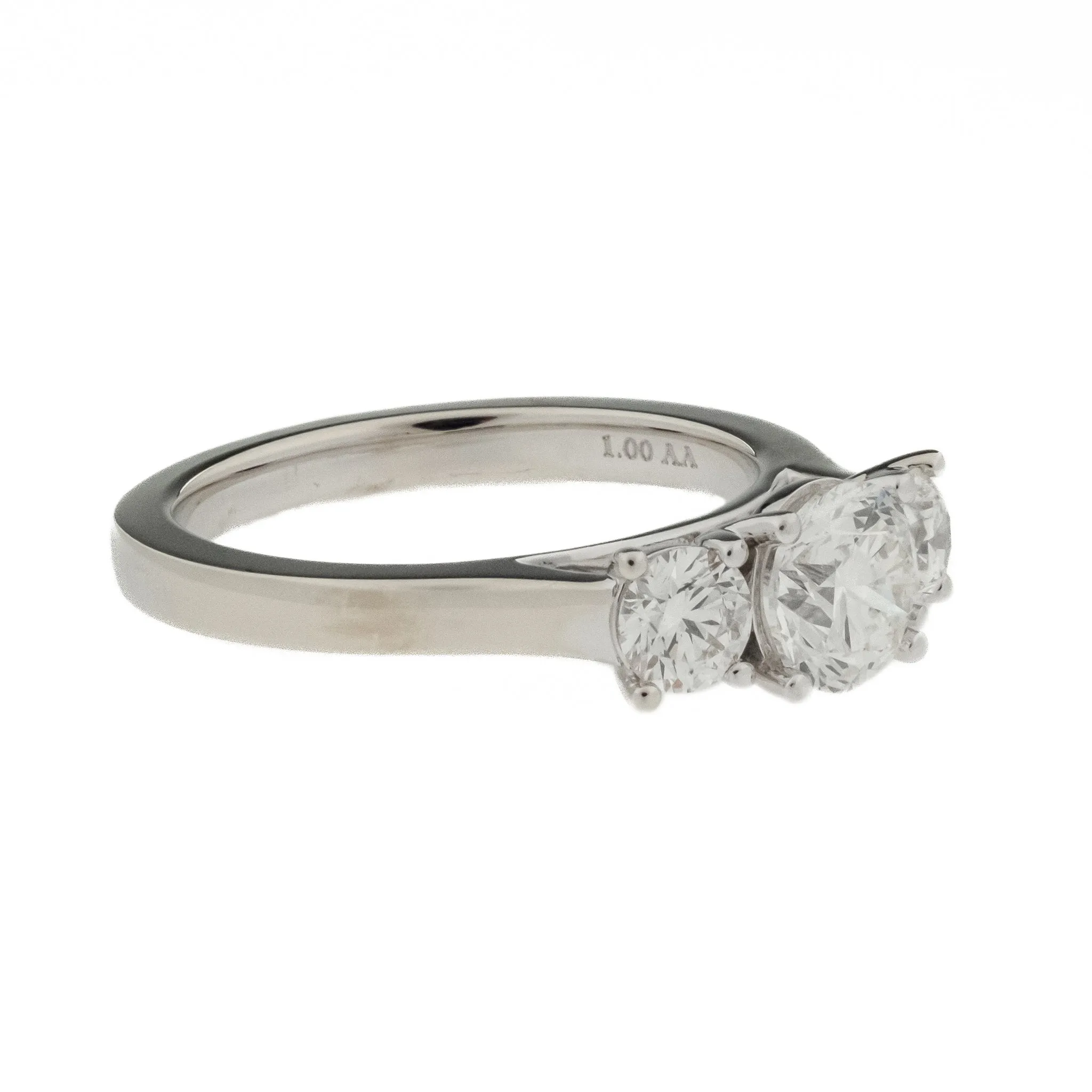1.00ctw Diamond Three Stone Engagement Ring in 14K White Gold - Size 3.75