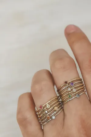 10k Solid Gold Dainty Birthstone Ring