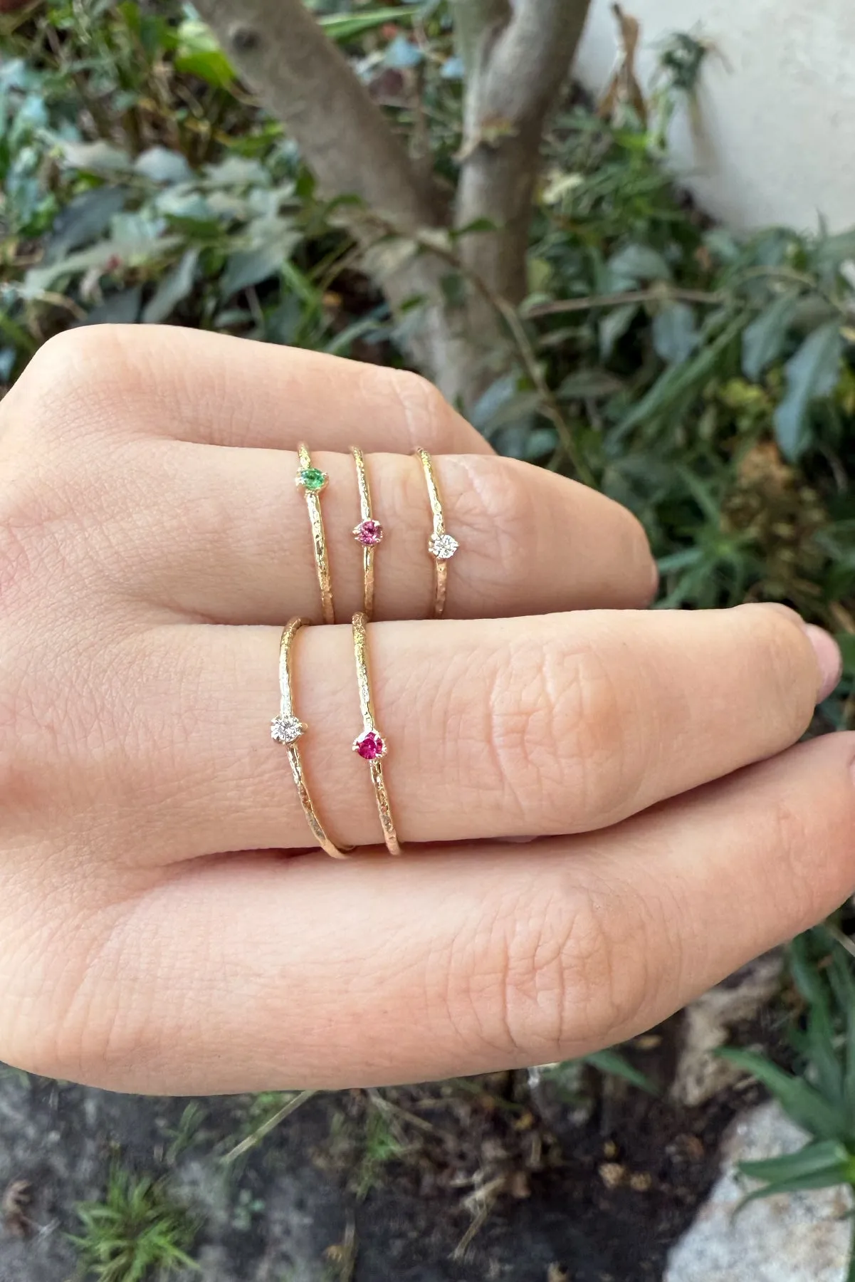 10k Solid Gold Dainty Birthstone Ring