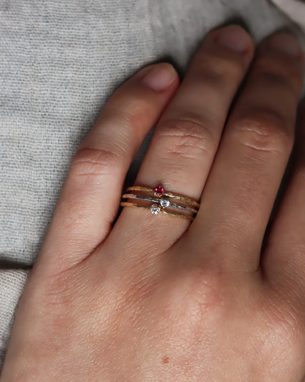 10k Solid Gold Dainty Birthstone Ring