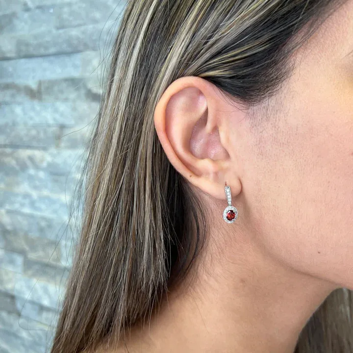 10K White Gold (June) Birthstone Pink Tourmaline and Diamond Dangle Earrings