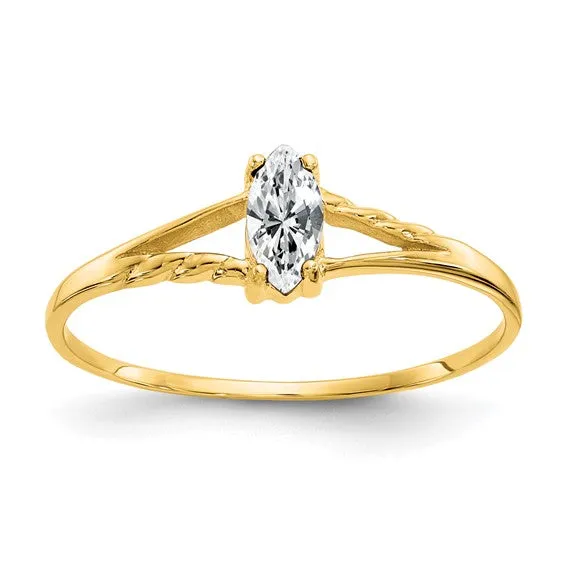 10k Yellow Gold Marquise Petite Birthstone Rings