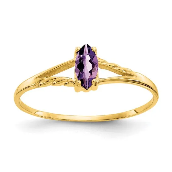10k Yellow Gold Marquise Petite Birthstone Rings