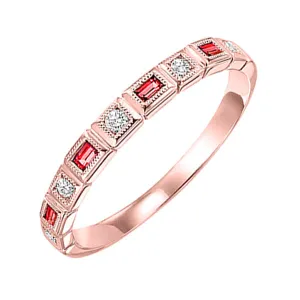 10KT Pink Gold & Diamond Classic Book Stackable Fashion Ring  - 1/10 ctw