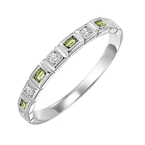 10KT White Gold & Diamond Classic Book Stackable Fashion Ring  - 1/10 ctw