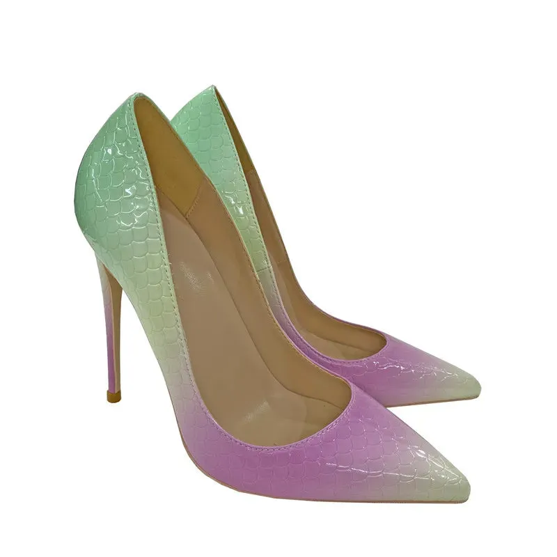 12cm colorful rainbow women's shoes,