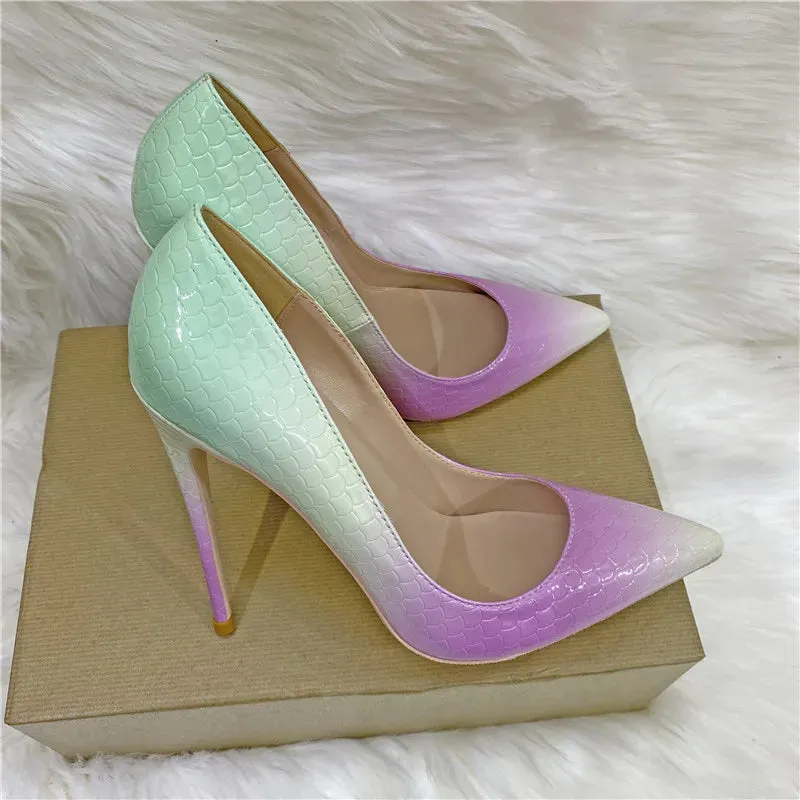 12cm colorful rainbow women's shoes,
