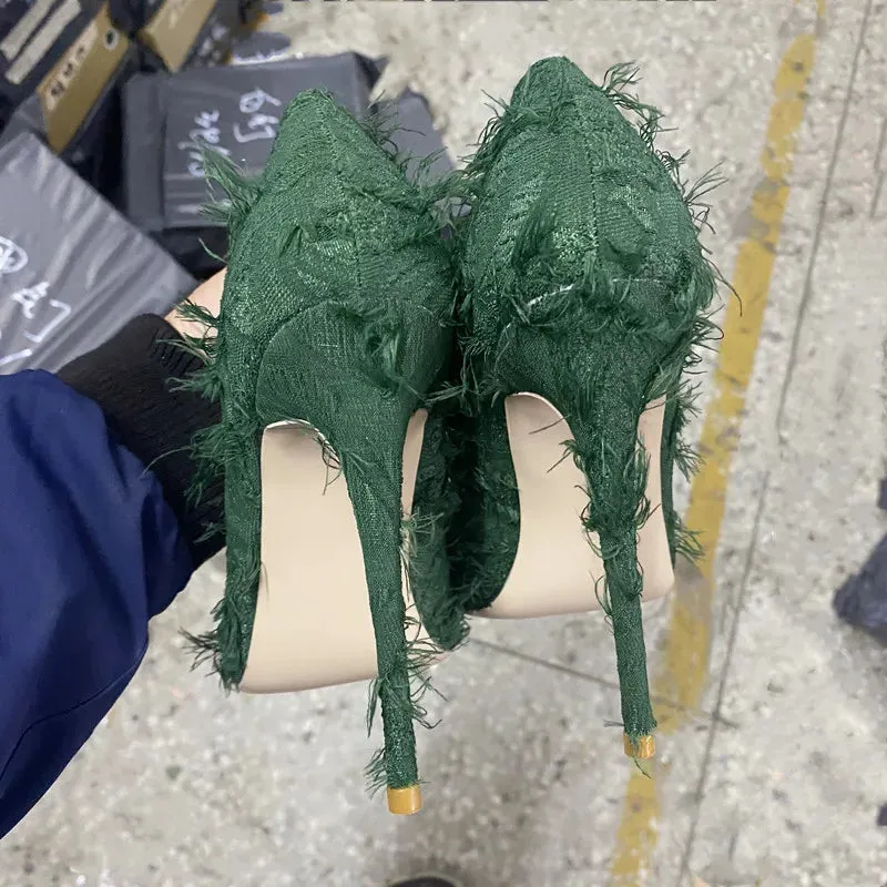 12cm women's high heels with Tassels and tassels