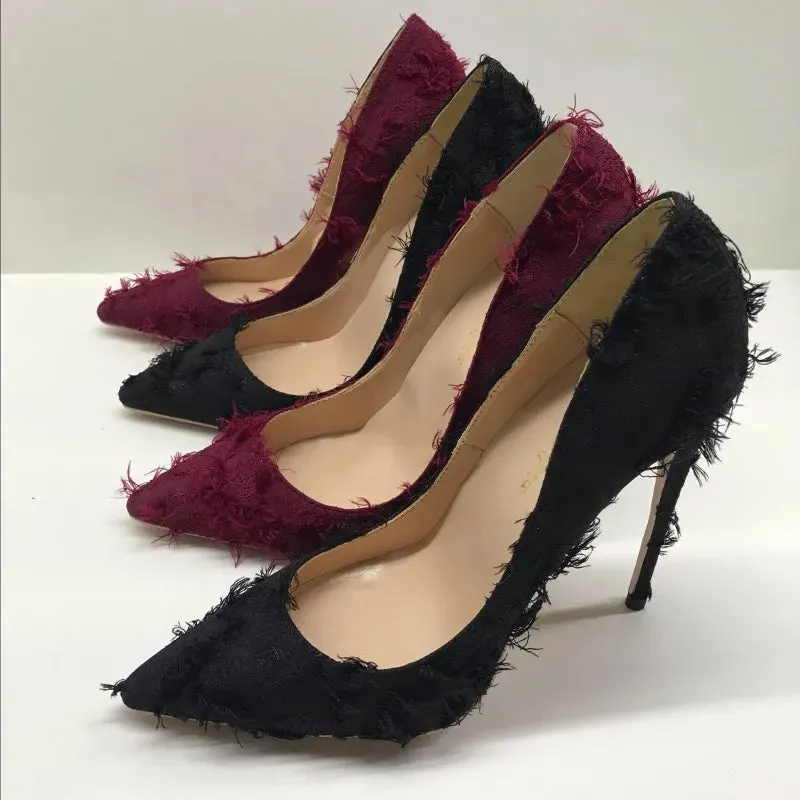12cm women's high heels with Tassels and tassels
