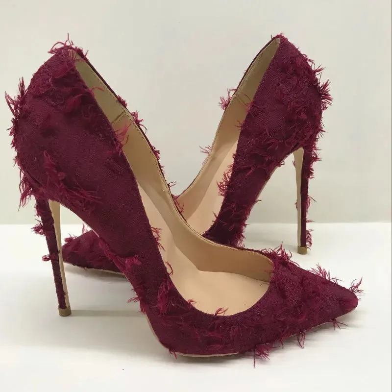 12cm women's high heels with Tassels and tassels