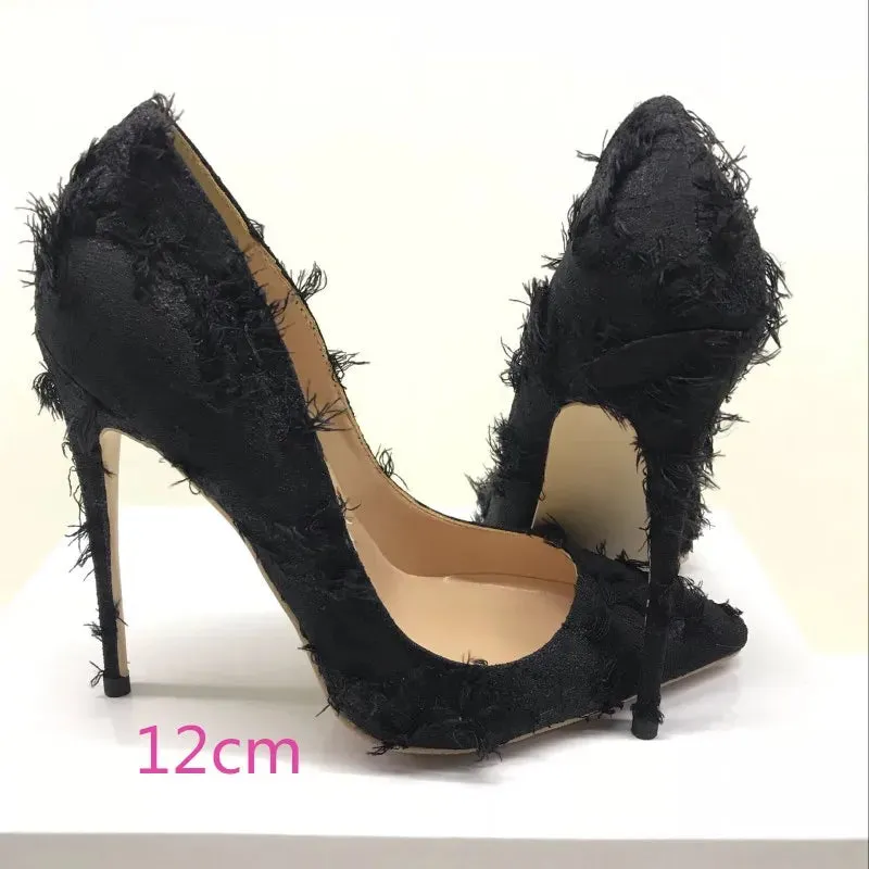 12cm women's high heels with Tassels and tassels