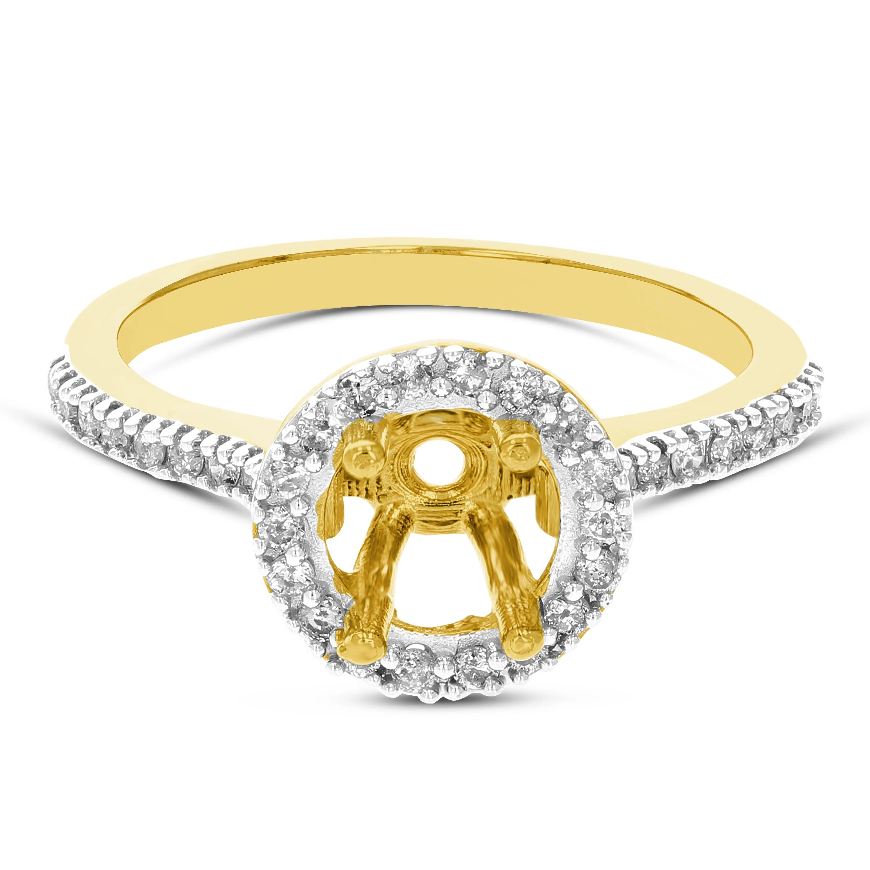 1/3 Diamond Semi Mount Engagement Ring in 14K Yellow Gold