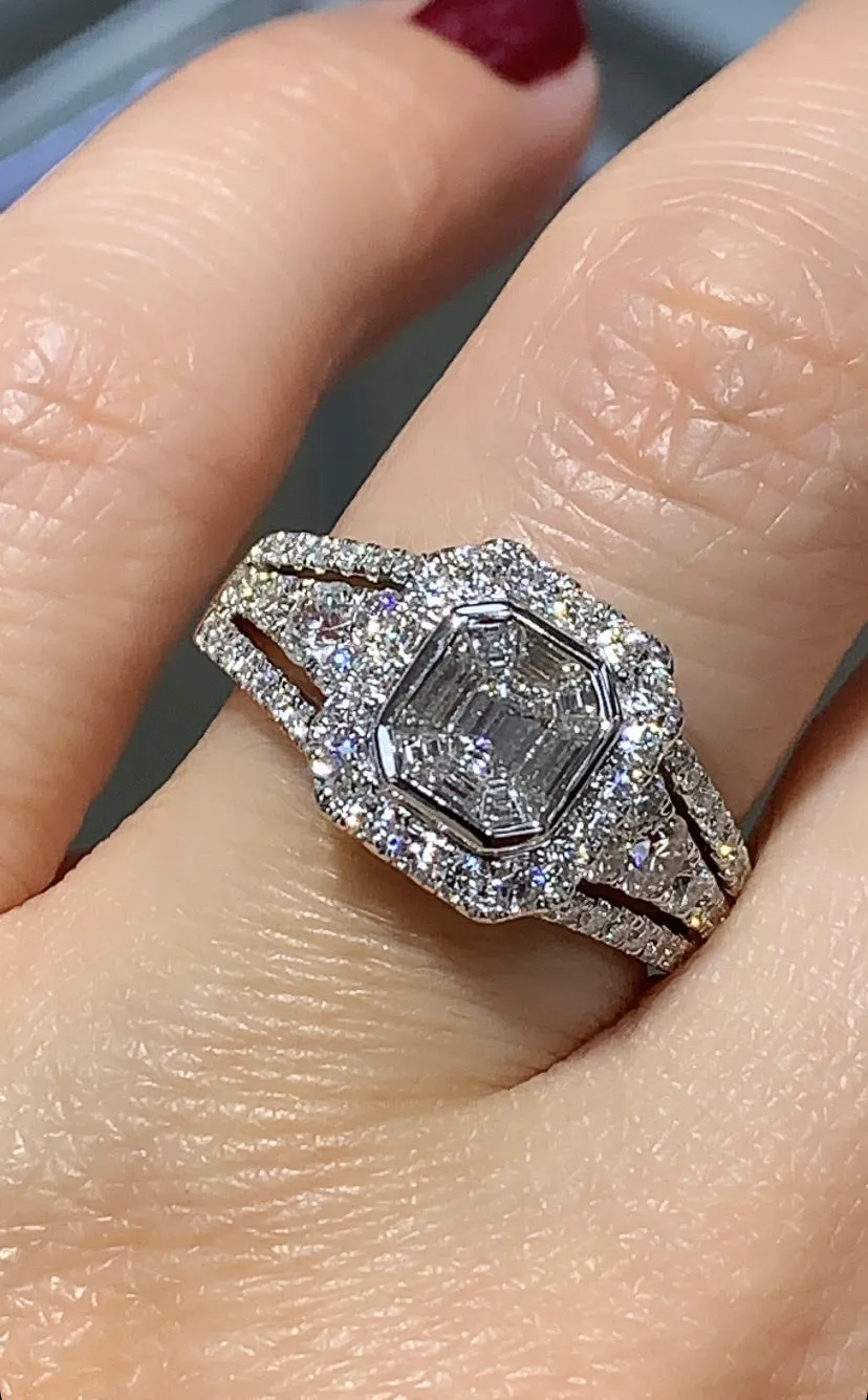1.40CT T.W. Octagon Diamond Right Hand Ring