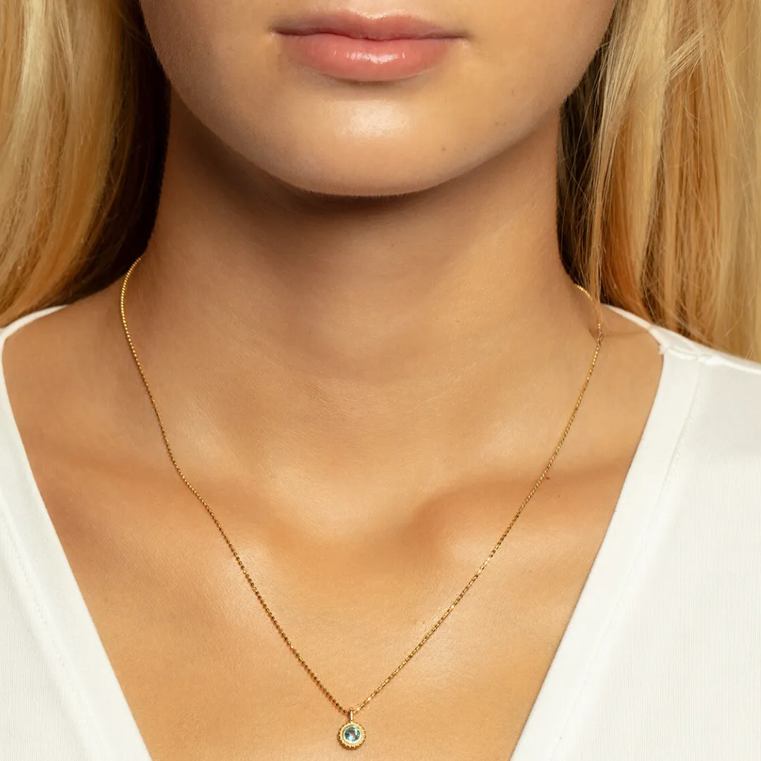 14K Gold Prosecco Petite Blue Topaz Necklace