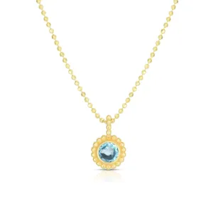 14K Gold Prosecco Petite Blue Topaz Necklace