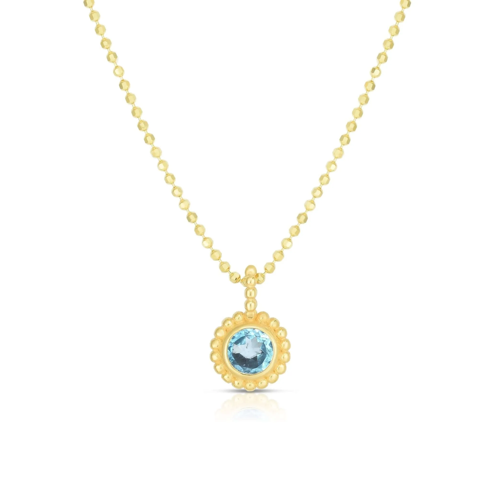 14K Gold Prosecco Petite Blue Topaz Necklace