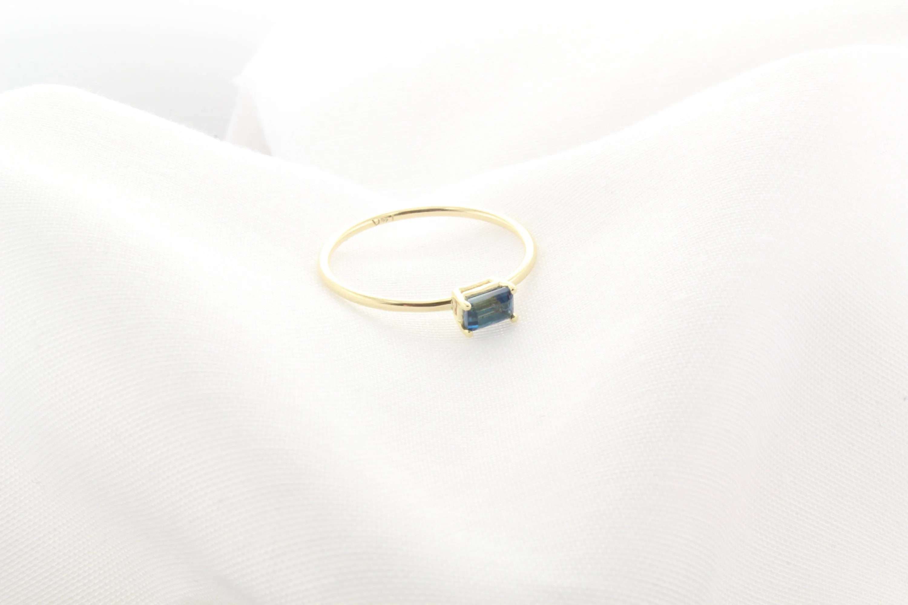 14K Gold Together Forever Emerald Cut Birthstone Ring