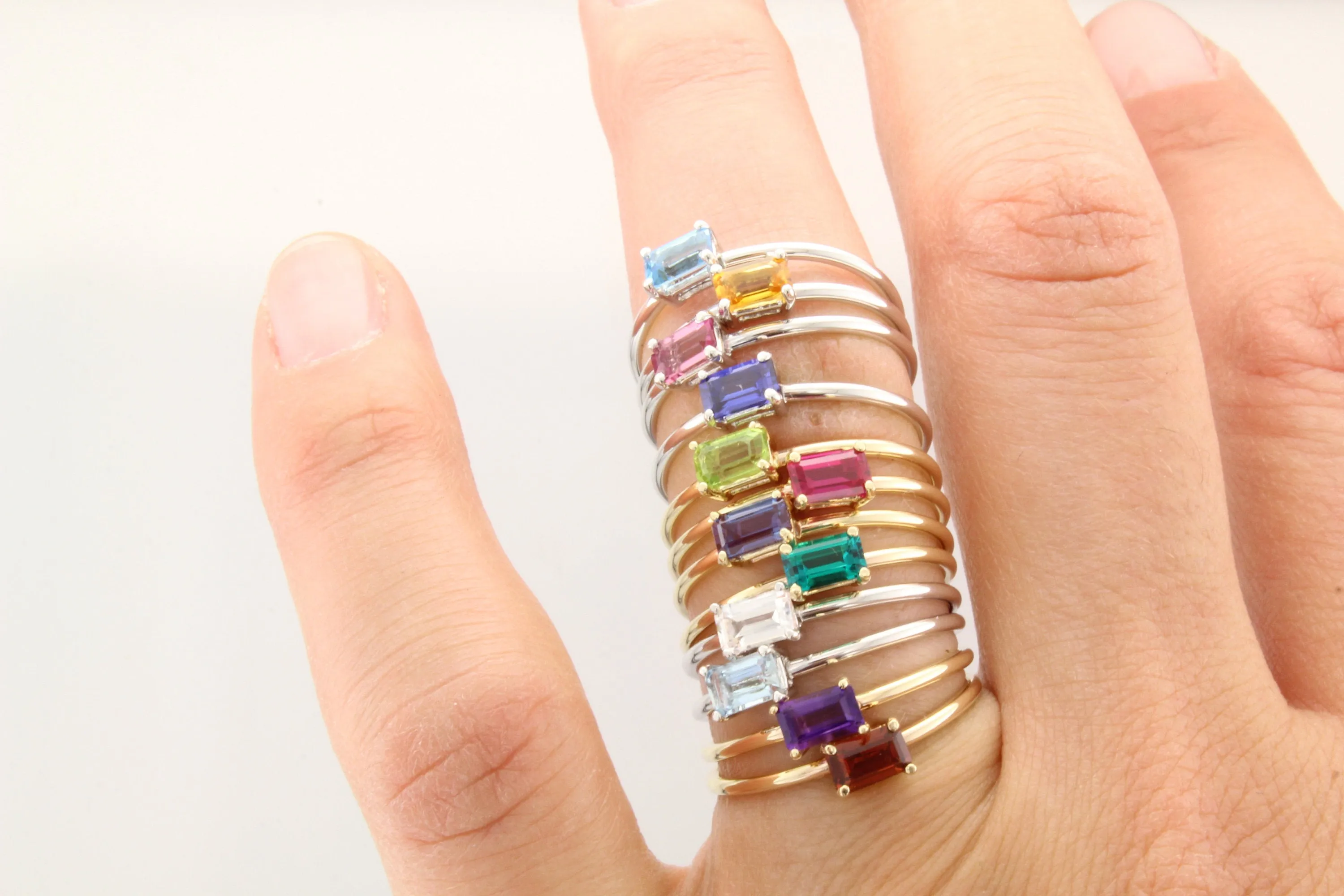 14K Gold Together Forever Emerald Cut Birthstone Ring