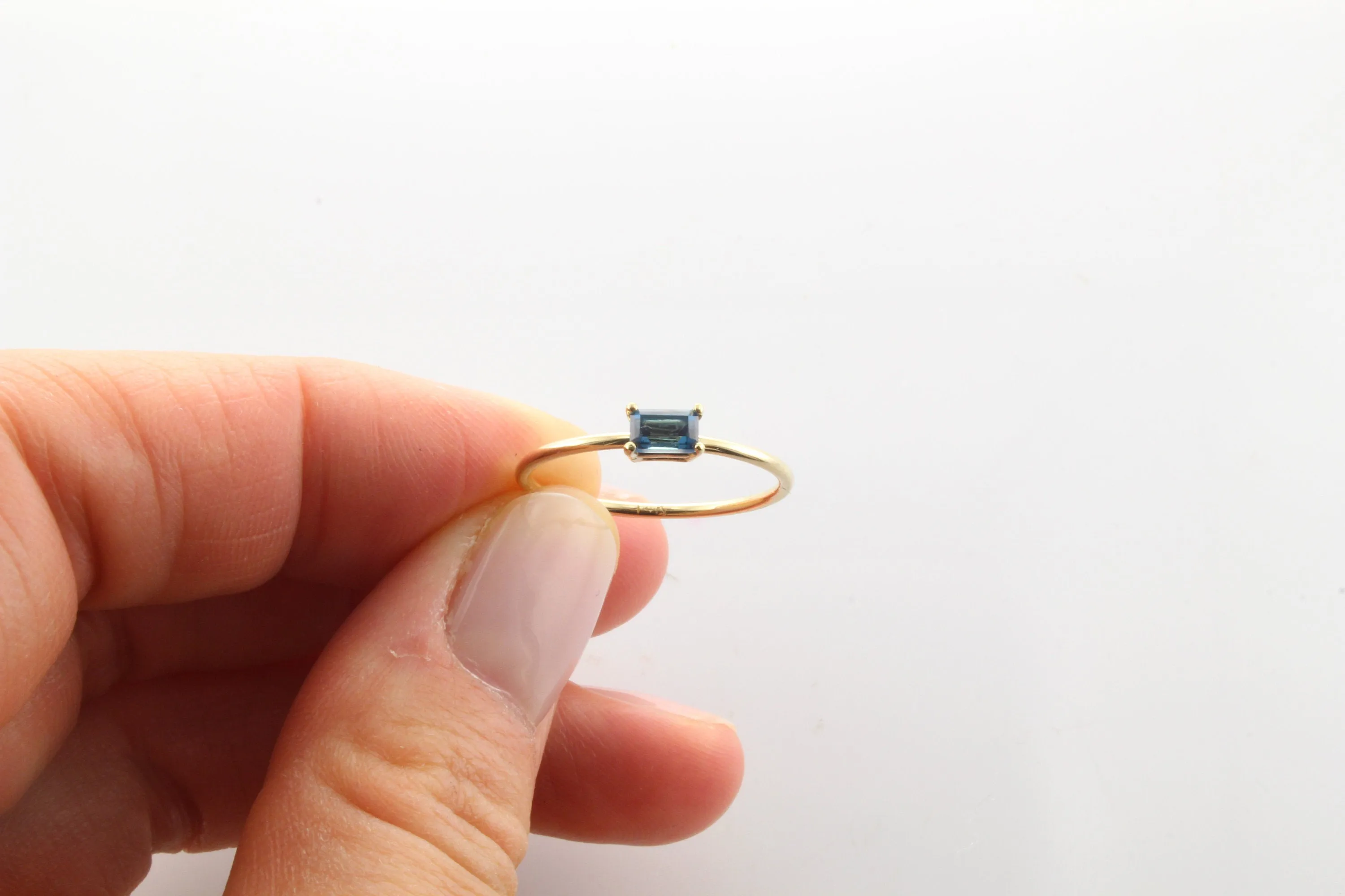 14K Gold Together Forever Emerald Cut Birthstone Ring