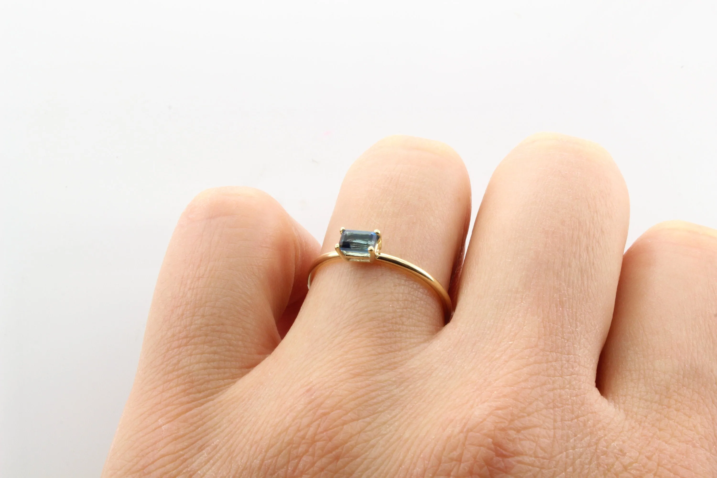 14K Gold Together Forever Emerald Cut Birthstone Ring
