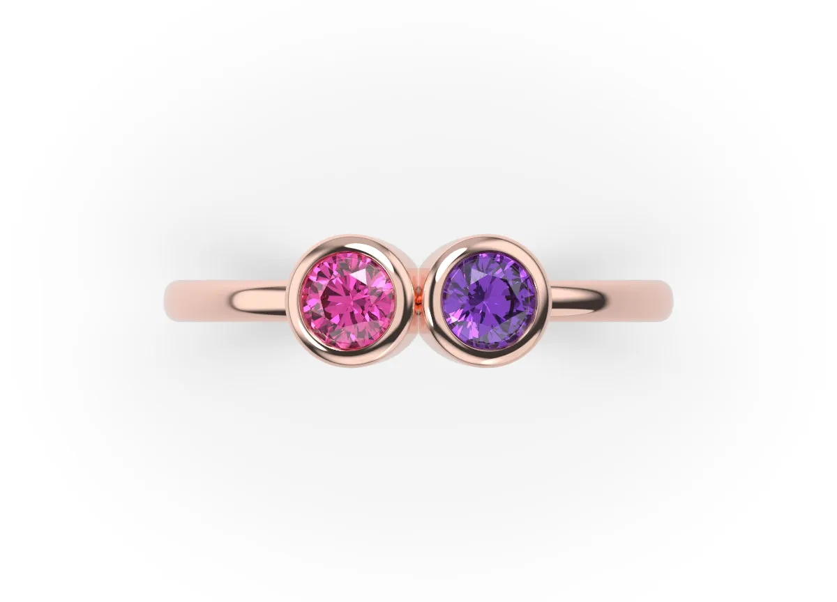 14K Two Bezel Ring