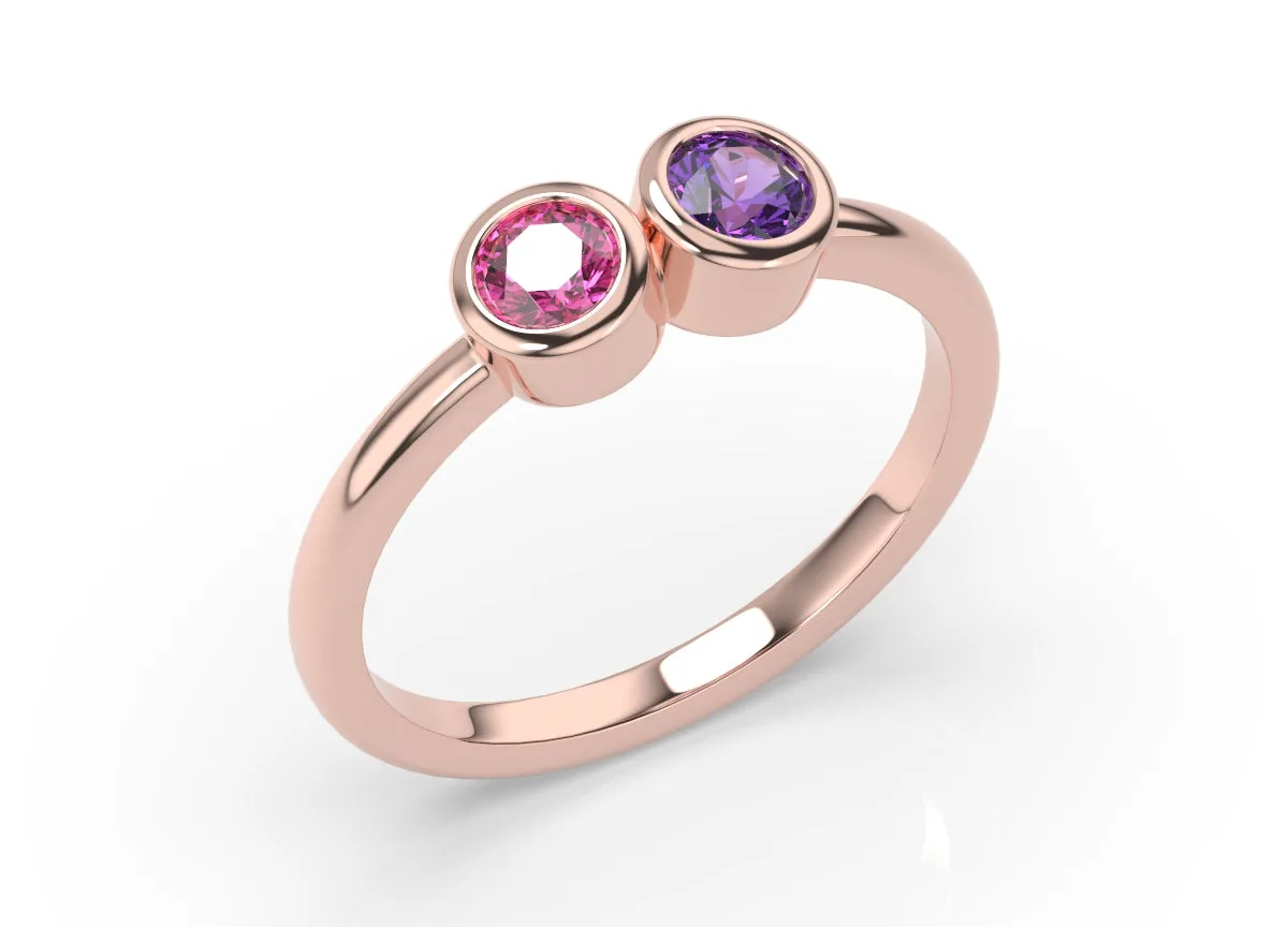 14K Two Bezel Ring