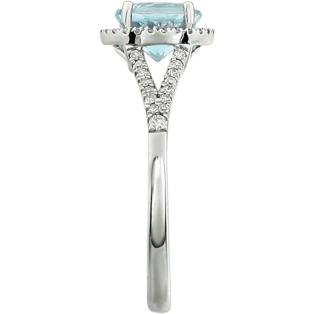 14k White Gold 1/5 CTW Diamond & Sky Blue Topaz Ring, Size 7