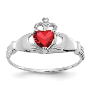 14k White Gold Birthstone Claddagh Heart Ring