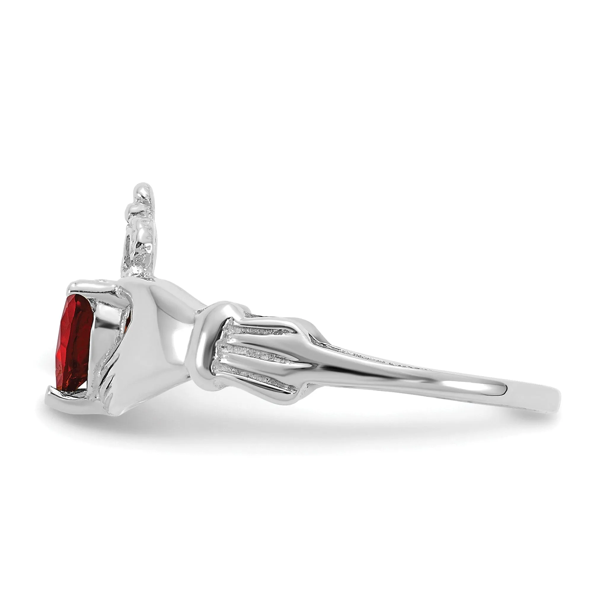 14k White Gold Birthstone Claddagh Heart Ring