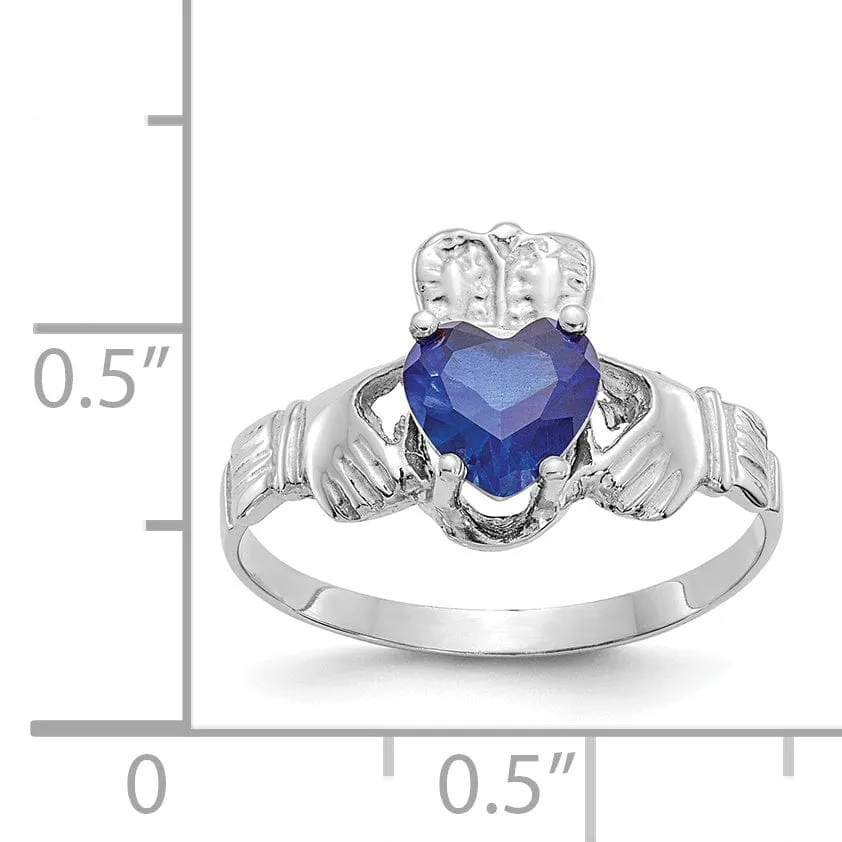 14k White Gold Birthstone Claddagh Ring