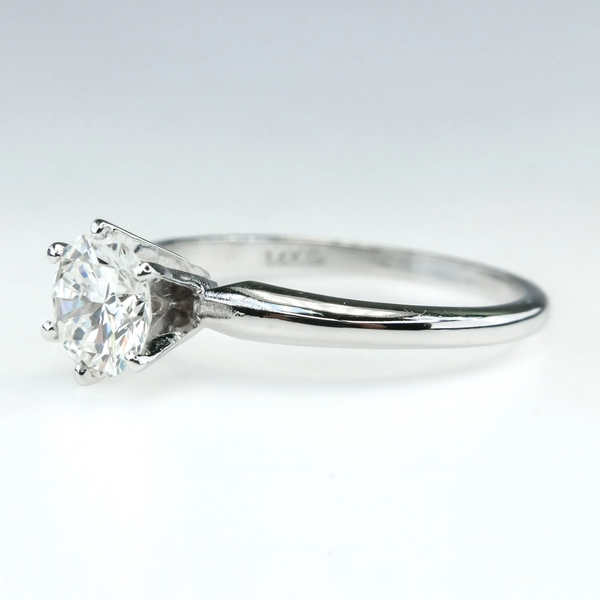14K White Gold GIA 0.91ct Round Diamond VVS1/G Solitaire Engagement Ring Size 7