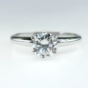14K White Gold GIA 0.91ct Round Diamond VVS1/G Solitaire Engagement Ring Size 7