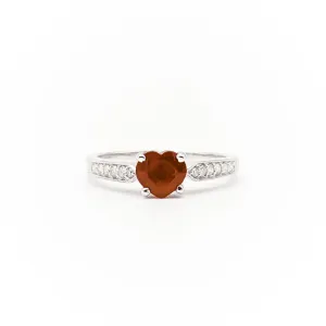 14k White Gold Heart Shape Ruby and Diamond Ring