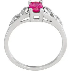 14k White Gold July Imitation Birthstone Ring , Size 5
