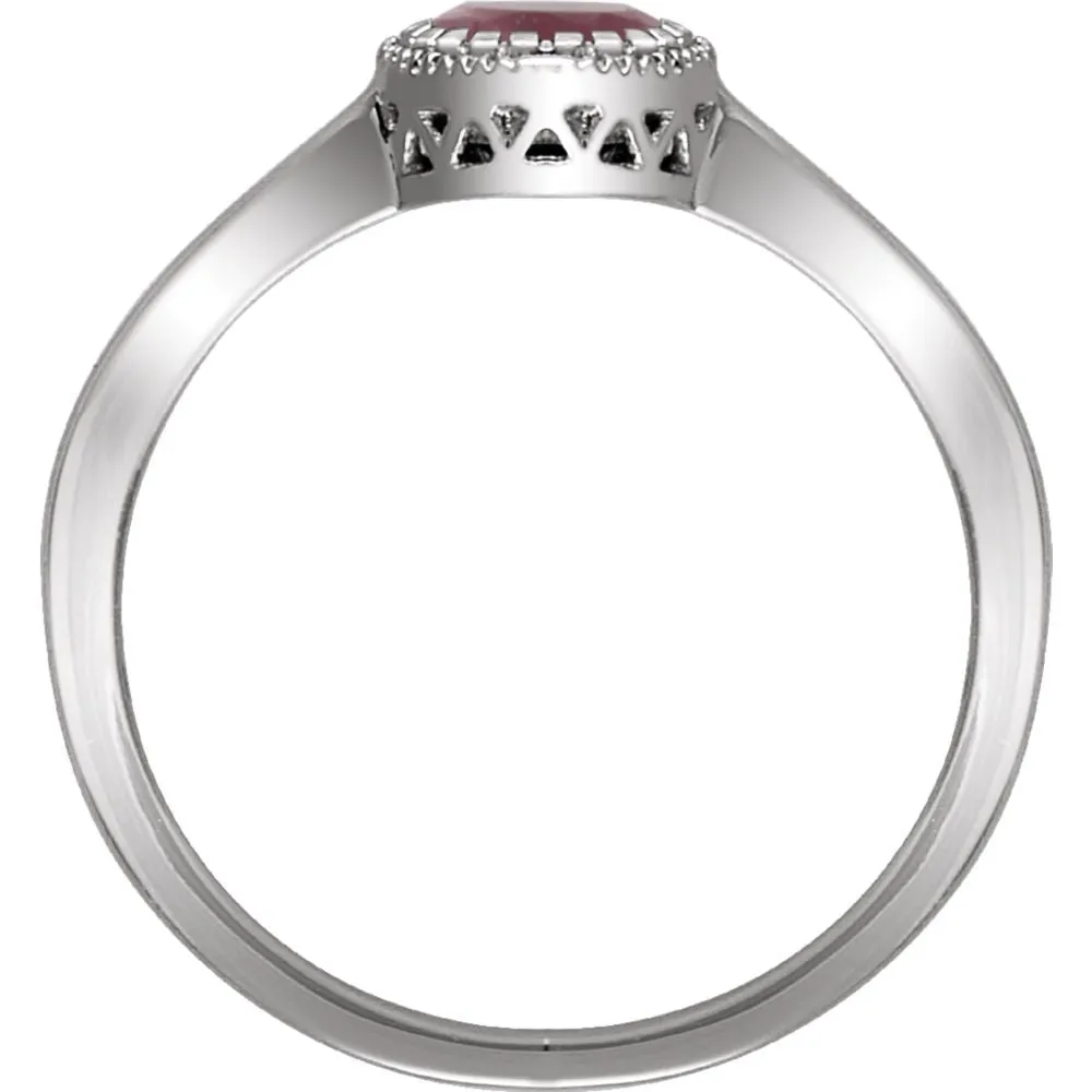 14k White Gold Pink Tourmaline "October" Birthstone Ring, Size 7