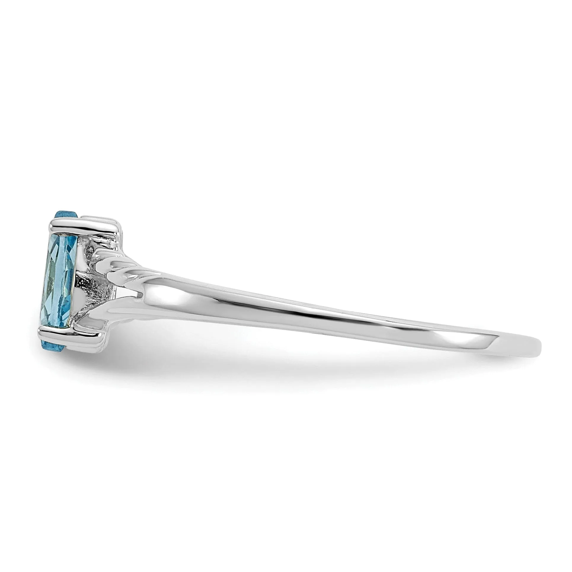 14k White Gold Polished Blue Topaz Birthstone Ring